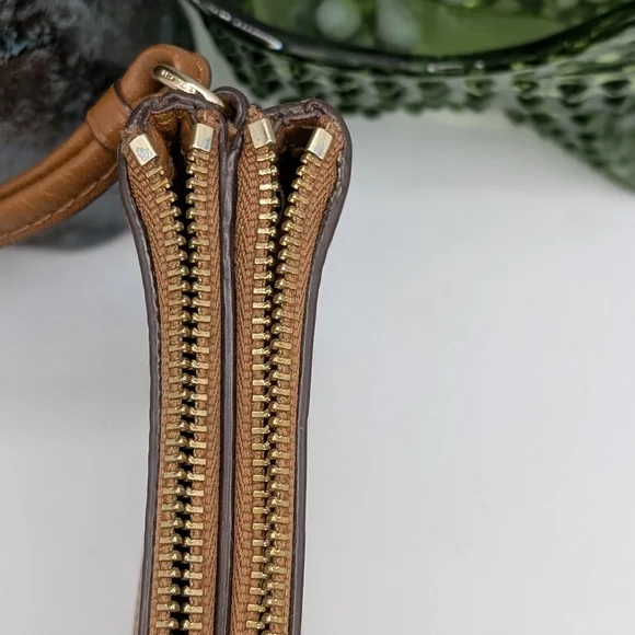 Coach brown Pebbled Leather Double Zip Wristlet - Picture 9 of 10